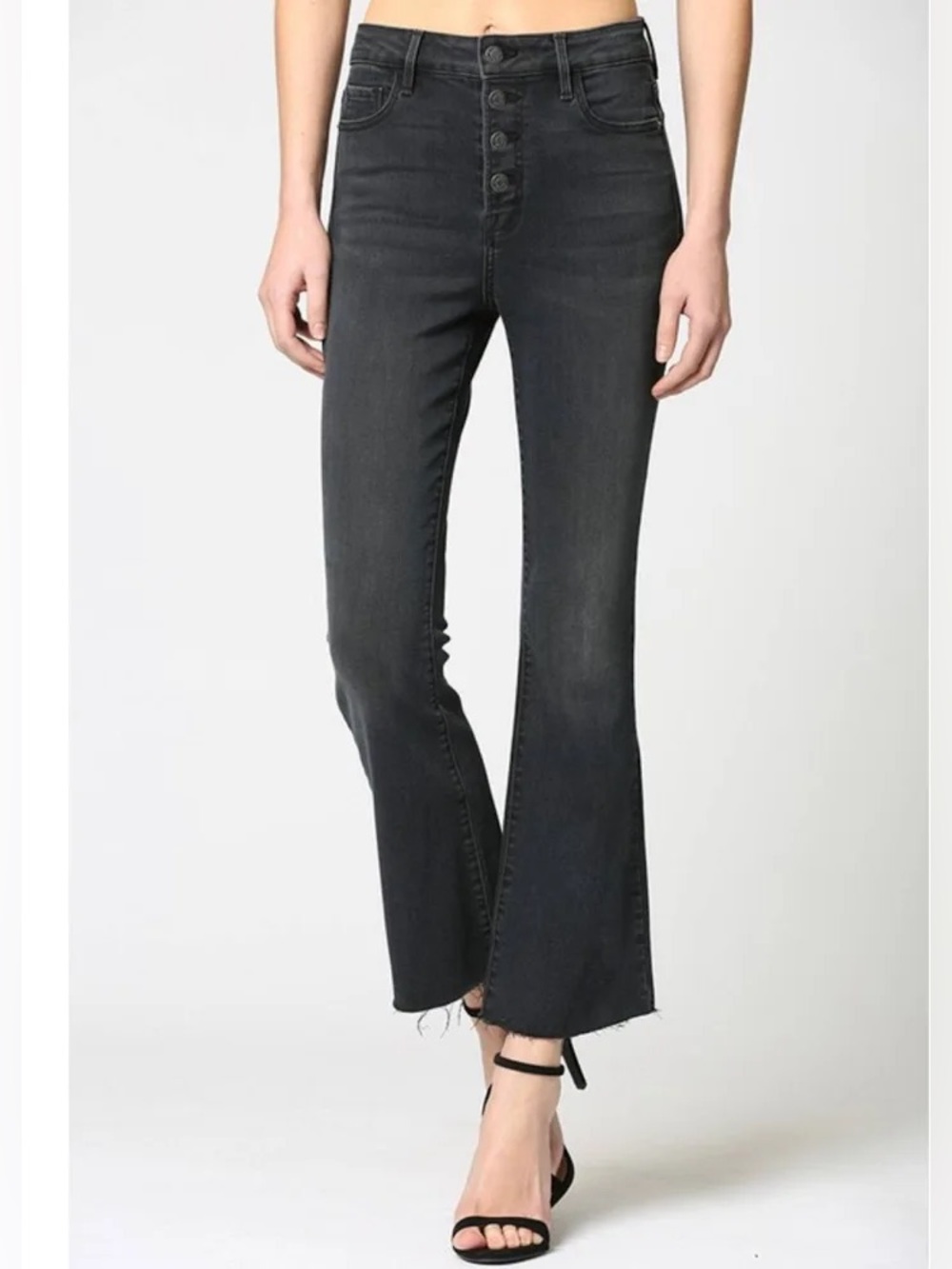 Hidden Los Angeles Happi high rise button fly cropped flare jeans